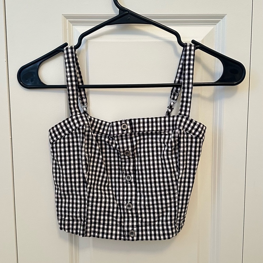 Hollister Black and White Gingham Tank Top